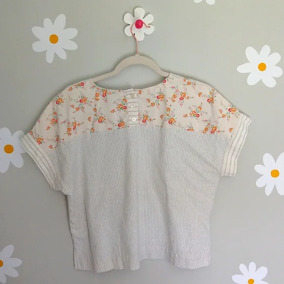 Madewell x The New Denim Project Patchwork Top In Railroad Stripe - Picture 4 of 15